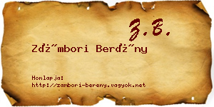 Zámbori Berény névjegykártya